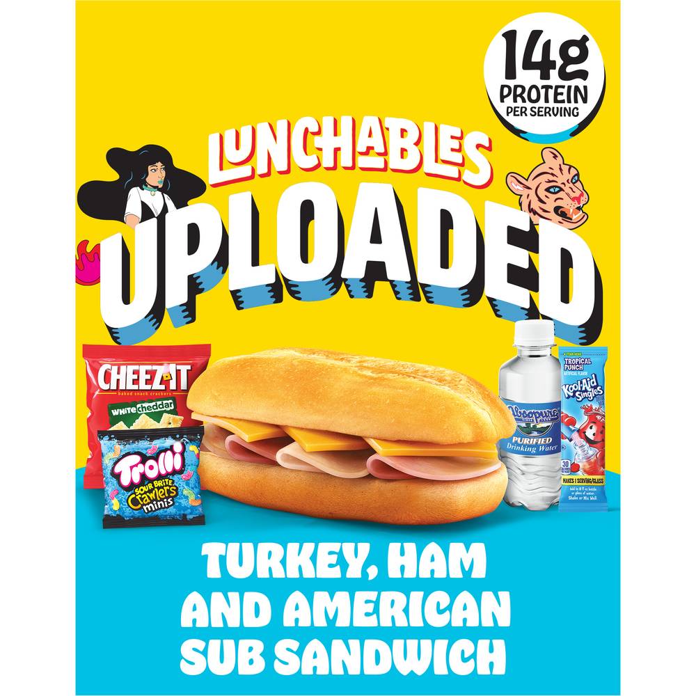 Lunchables Uploaded Turkey, Ham and American Sub Sandwich