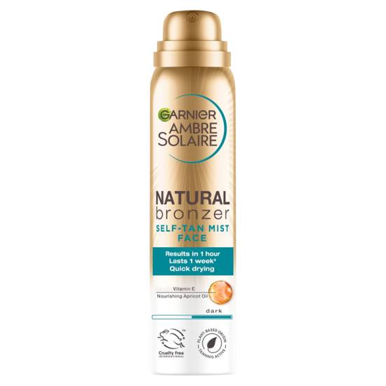 Garnier Ambre Solaire Natural Bronzer Quick Drying Dark Self Tan Face Mist (75ml)