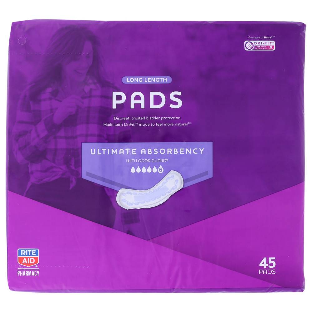Rite Aid Pads for Women Ultimate Absorbency Long Length (45 ct)