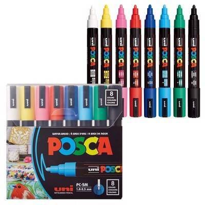 Uniball Posca Medium Point Water Based Paint Markers, Multicolor (8 ct)