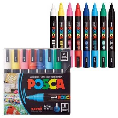 POSCA Pc 5m Uni Marker Water Based Paint Markers, Multicolor (8 ct)