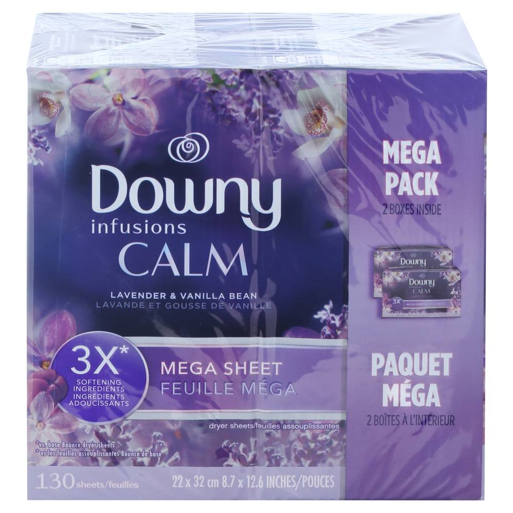 Downy Infusions Calm Mega Dryer Sheets, 22 x 32 cm (130 ct)