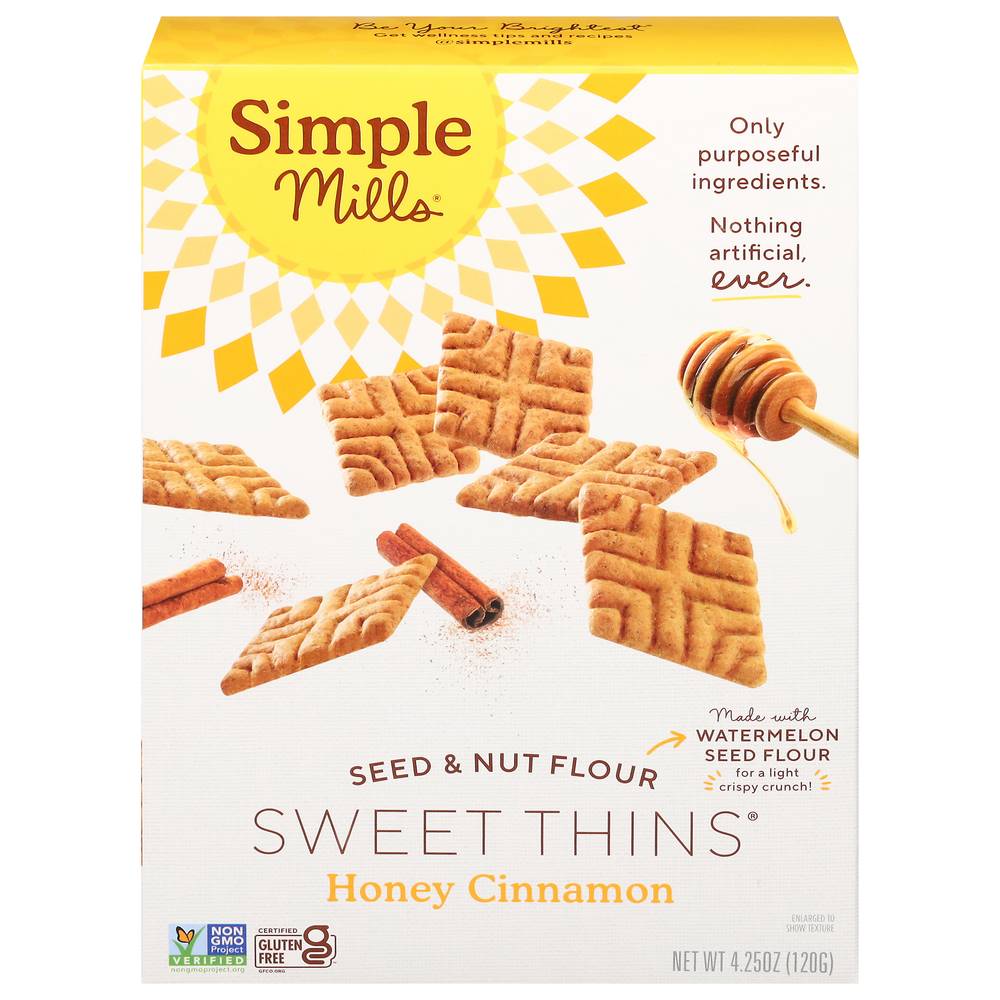 Simple Mills Seed & Nut Flour Sweet Thins, Honey-Cinnamon (4.25 oz)