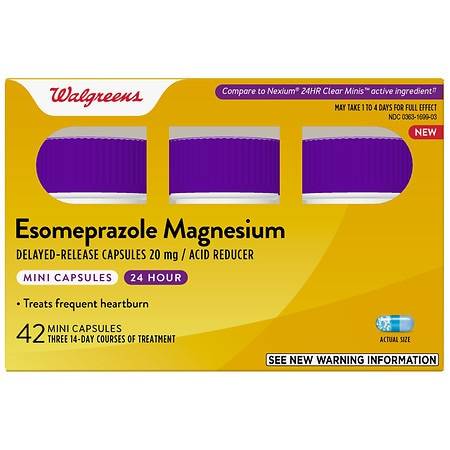 Walgreens Acid Reducer Esomeprazole Magnesium Delayed-Release Mini Capsules, 20 mg (14 ct)