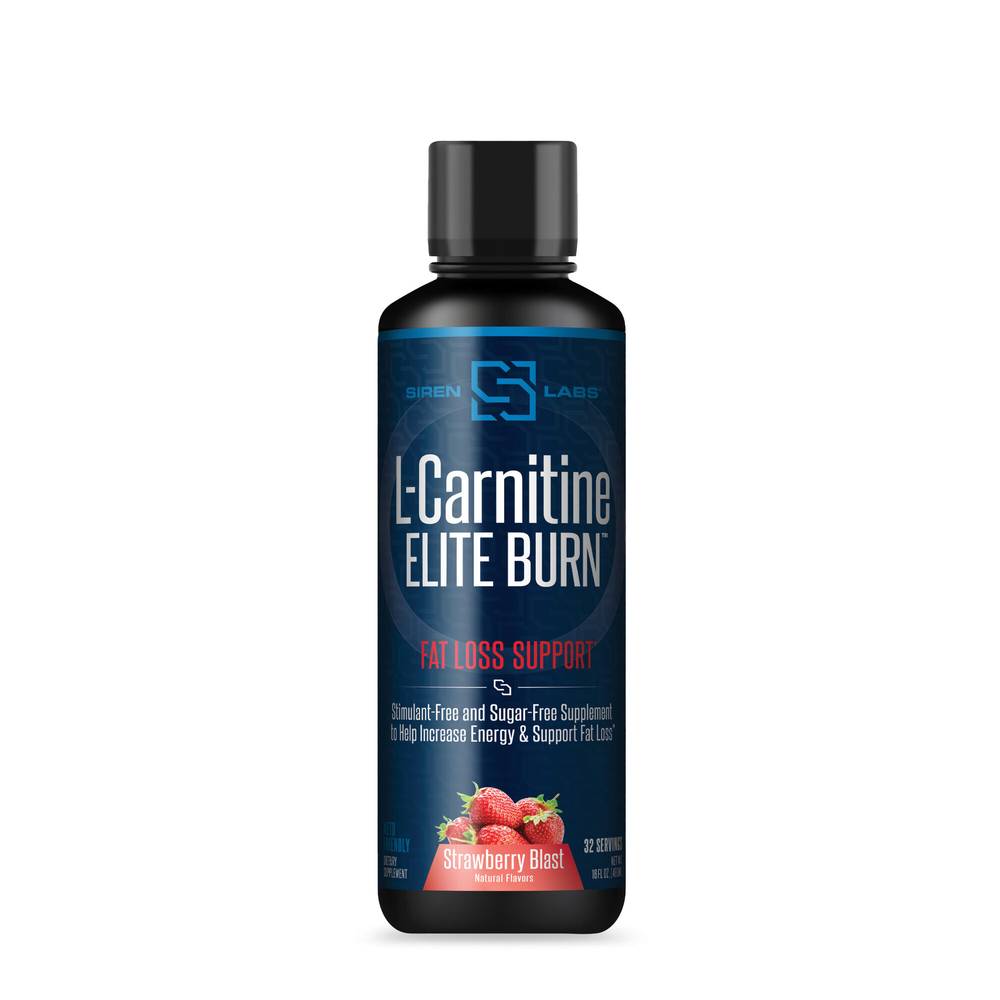 Siren Labs L-Carnitine Elite Burn Liquid Fat Burner and Metabolism Activator - F, Strawberry Blast (16 fl oz)