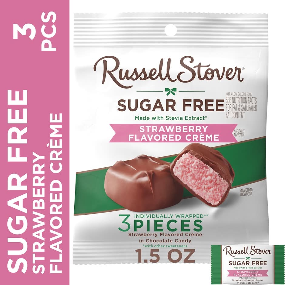 Russell Stover Sugar Free Crème Chocolate Candy, Strawberry (1.5 oz, 3 ct)