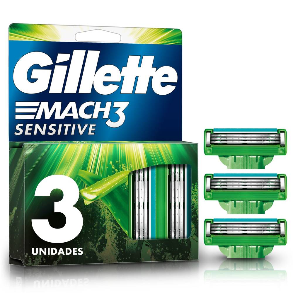Gillette repuestos para afeitar mach 3 sensitive (caja 3 unidades)