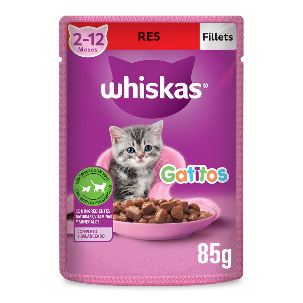 Whiskas · Alimento gatitos carne de res (85 g)