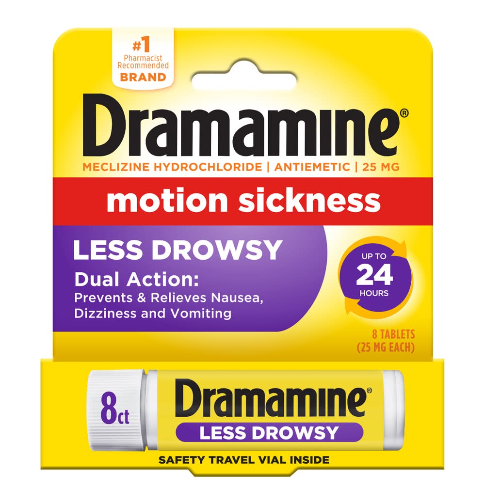 Dramamine All Day Less Drowsy Motion Sickness Relief Tablets 25 mg (8 ct)