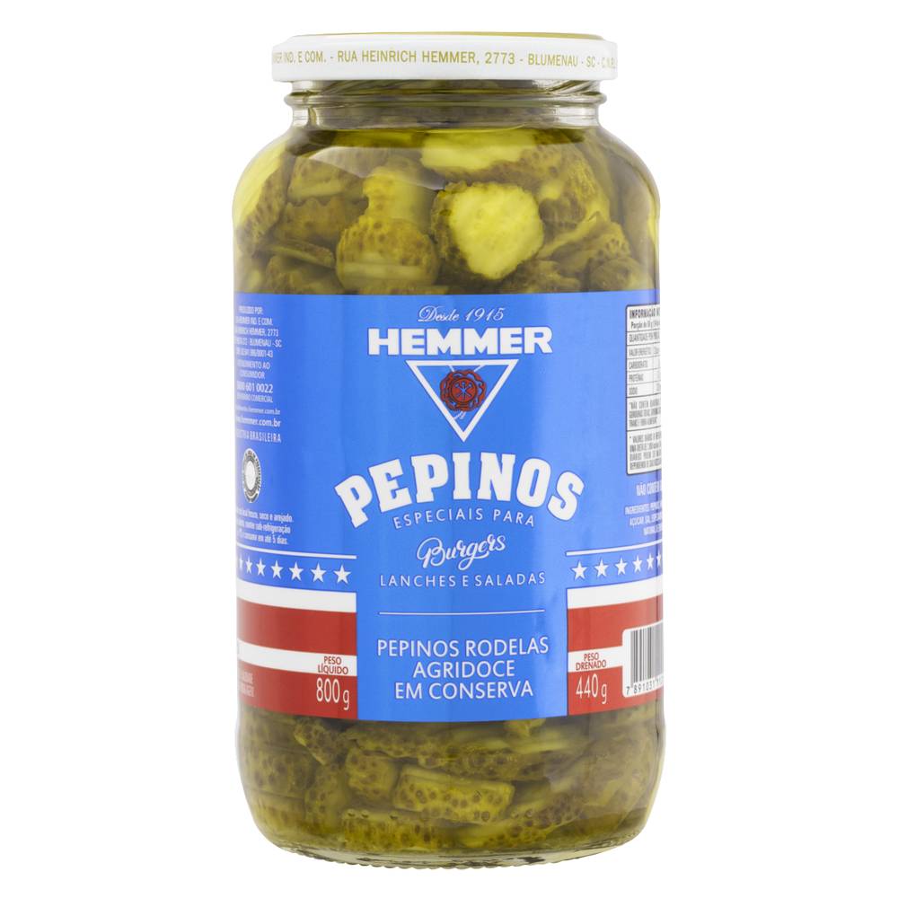 Hemmer pepino agridoce rodelas em conserva (440 g)