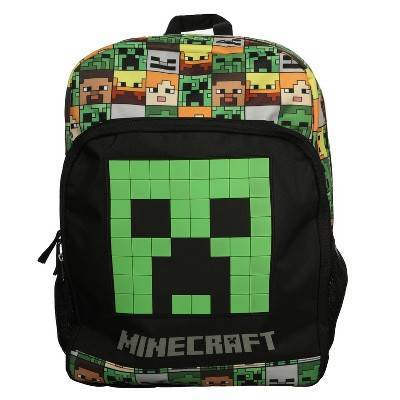 Minecraft Kids' Backpack With Big Face Creeper, 16", Black