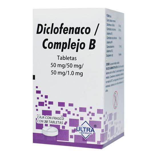 Ultra laboratorios diclofenaco complejo b 50mg / 1mg (30 piezas)