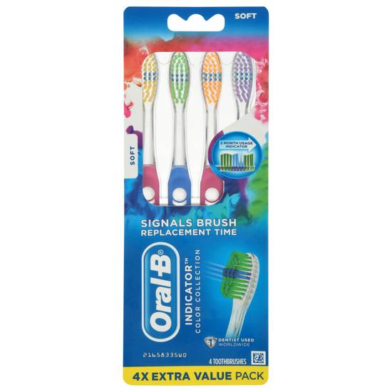 Oral-B Indicator Color Collection Soft Toothbrushes (4 ct)