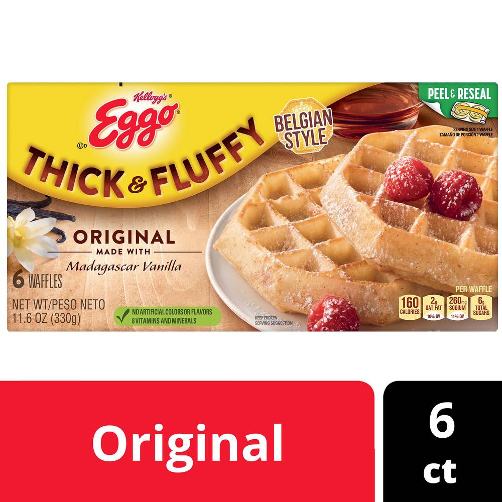 Eggo Kellogg's Thick and Fluffy Belgian Style Waffles (11.6 oz, 6 ct)