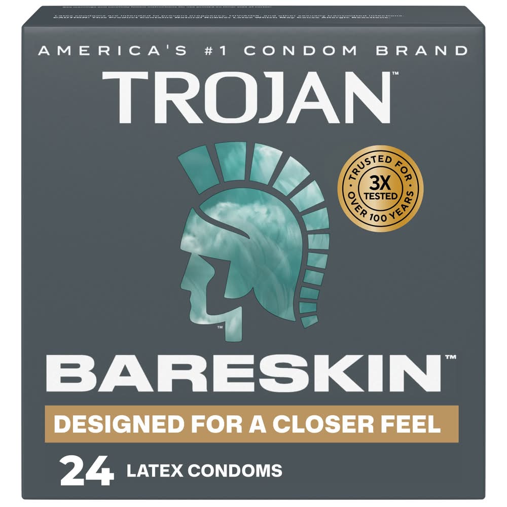 Trojan Bareskin Lubricated Latex Condoms (24 ct)