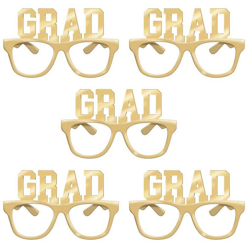 Metallic Gold Grad Plastic Glasses, 6ct