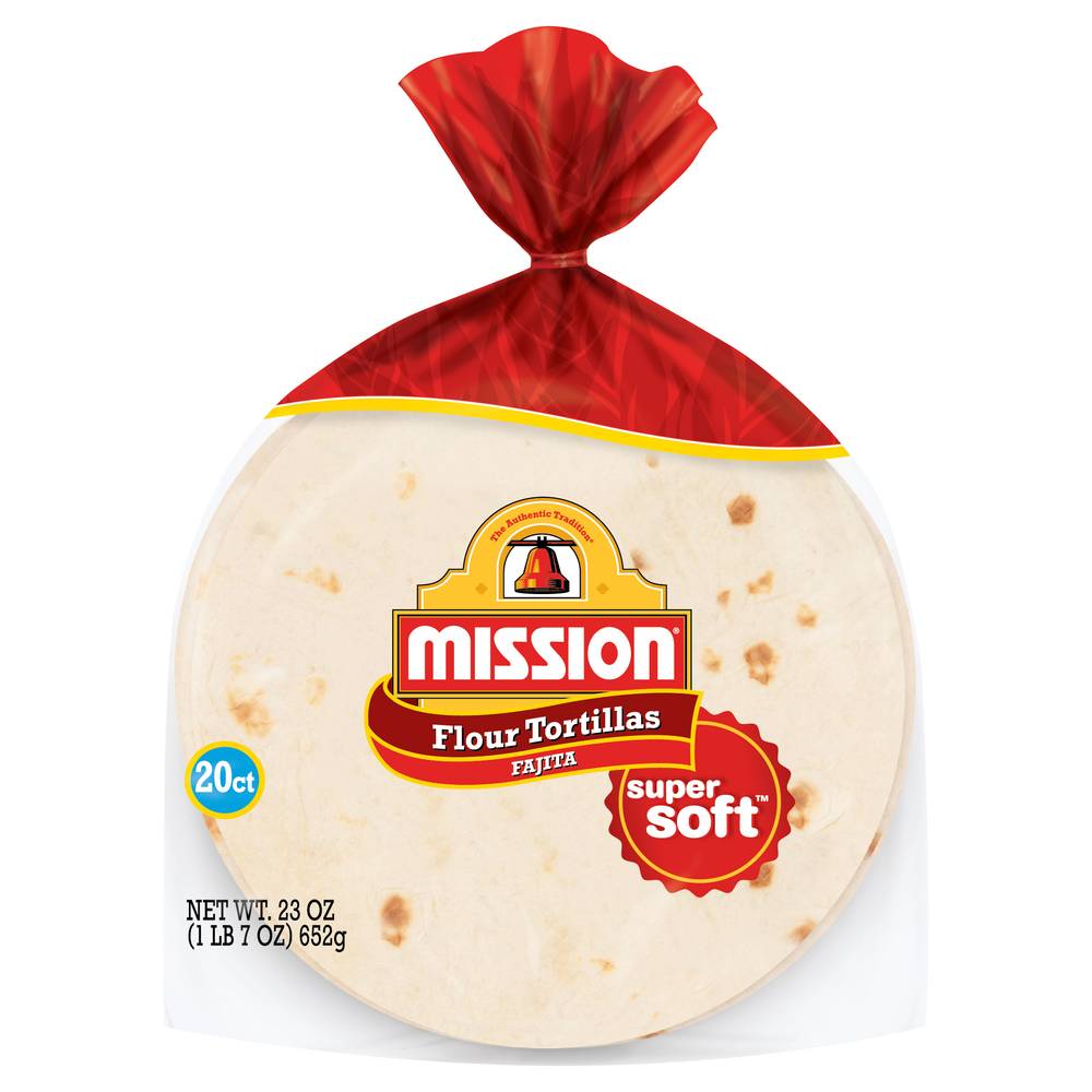 Mission Super Soft Fajita Flour Tortillas (23 oz, 20 ct)