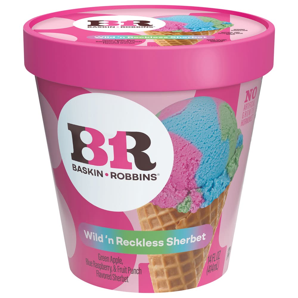 Baskin-Robbins Wild 'N Reckless Sherbet, Green Apple-Blue Raspberry-Fruit Punch (14 fl oz)