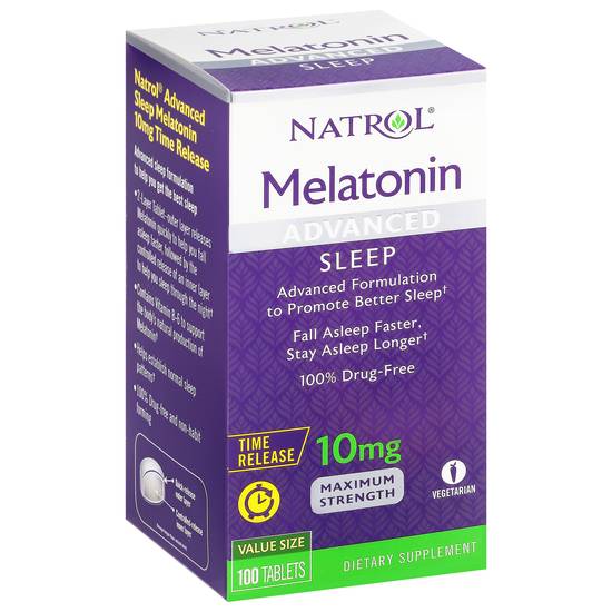 Natrol Value Size Tablets Advanced Sleep 10 mg Maximum Strength Melatonin