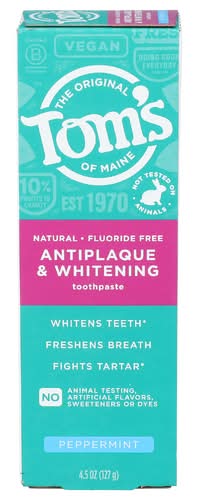 Tom's Of Maine Peppermint Antiplaque & Whitening Fluoride Free Toothpaste