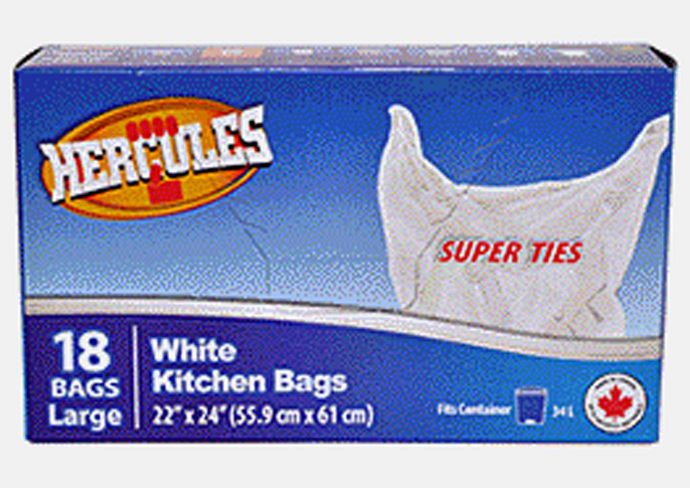 Hercules White Kitchen Bags, Large (18 ct)