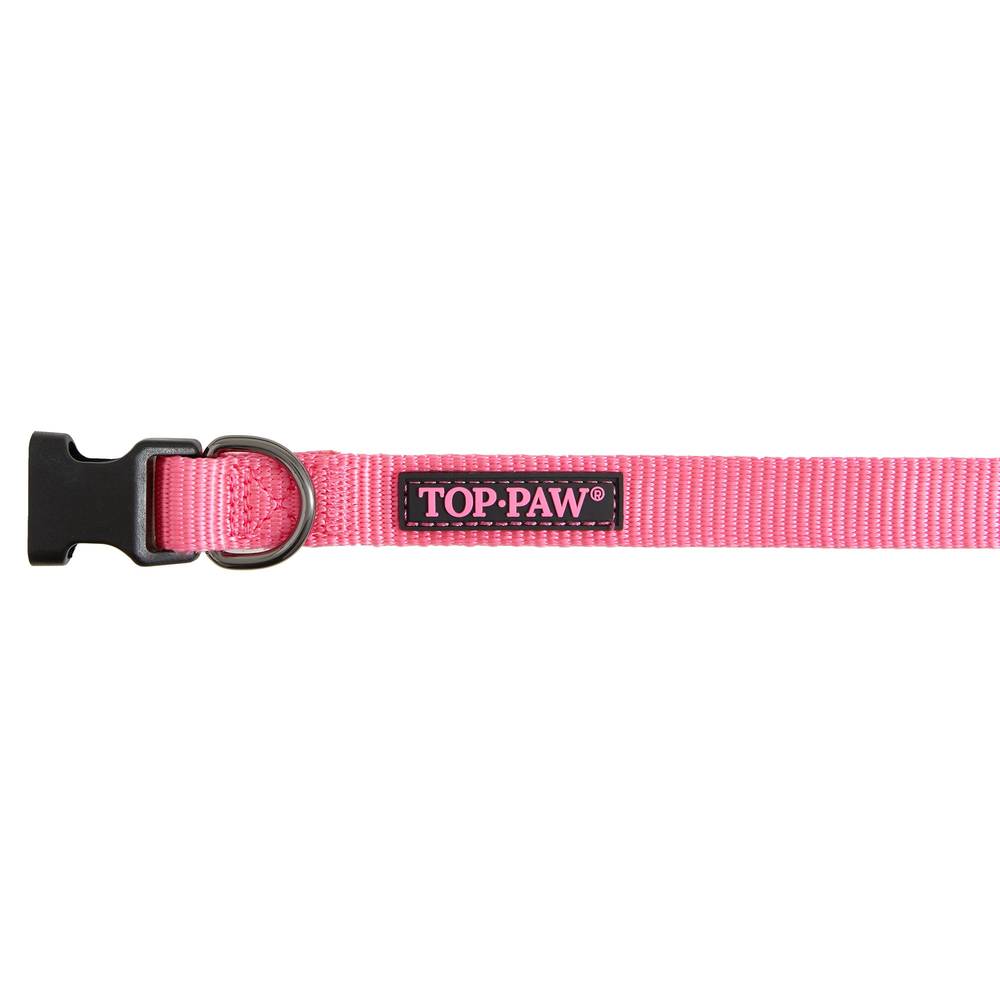 Top Paw® Gunmetal Nylon Dog Collar (Color: Pink, Size: Small)