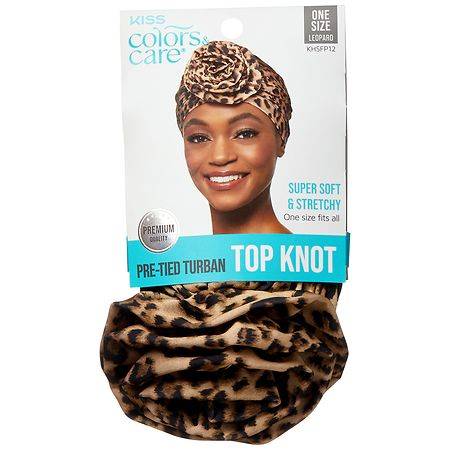 Kiss Colors & Care Pre-Tied Turban Top Knot (leopard print)