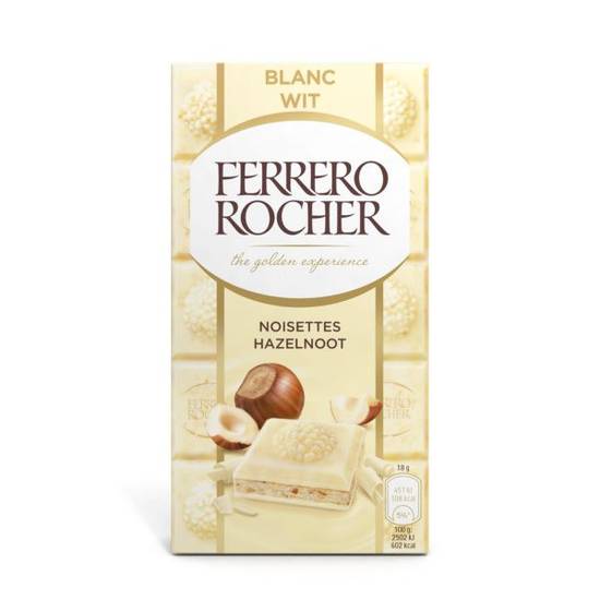 Tablette chocolat blanc noisettes Ferrero rocher 90g