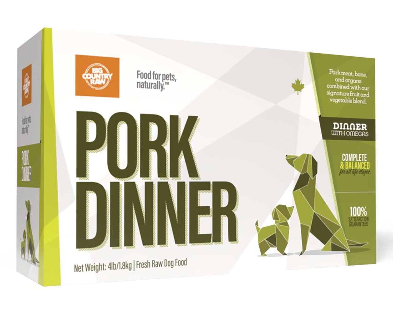 Big Country Raw Pork Dinner Carton Dog Food, 4 lb