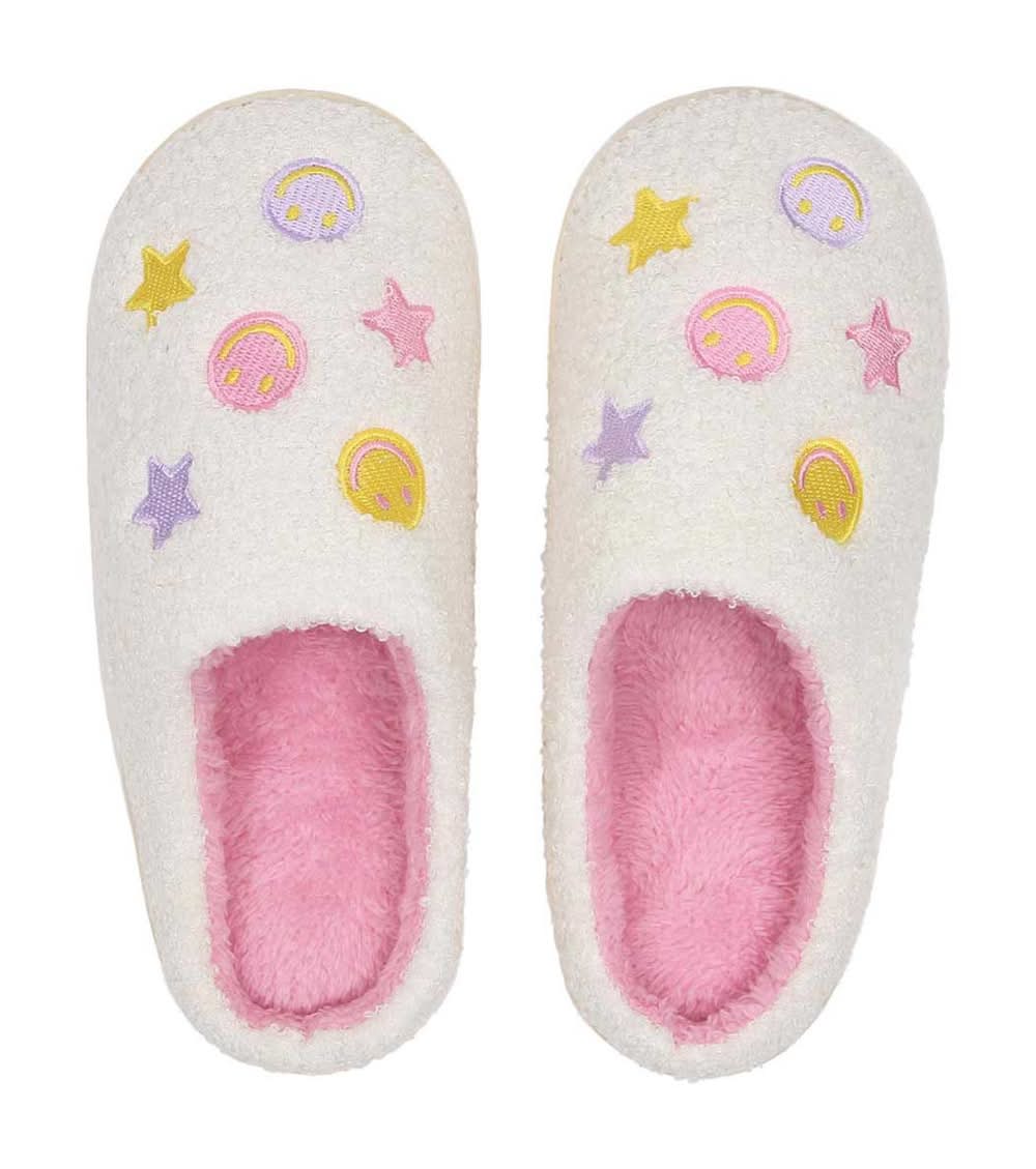 Stars & Smiley Faces Slippers, M