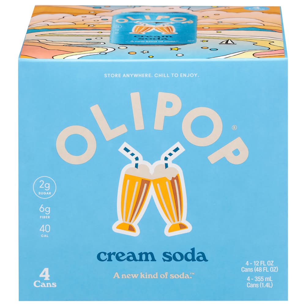 Olipop Prebiotics Cream Soda (4 x 12 fl oz)