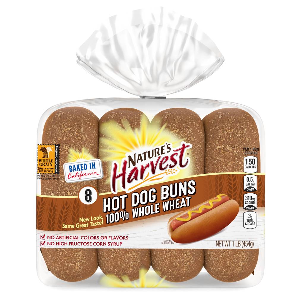 Nature's Harvest 100% Whole Wheat Hot Dog Buns