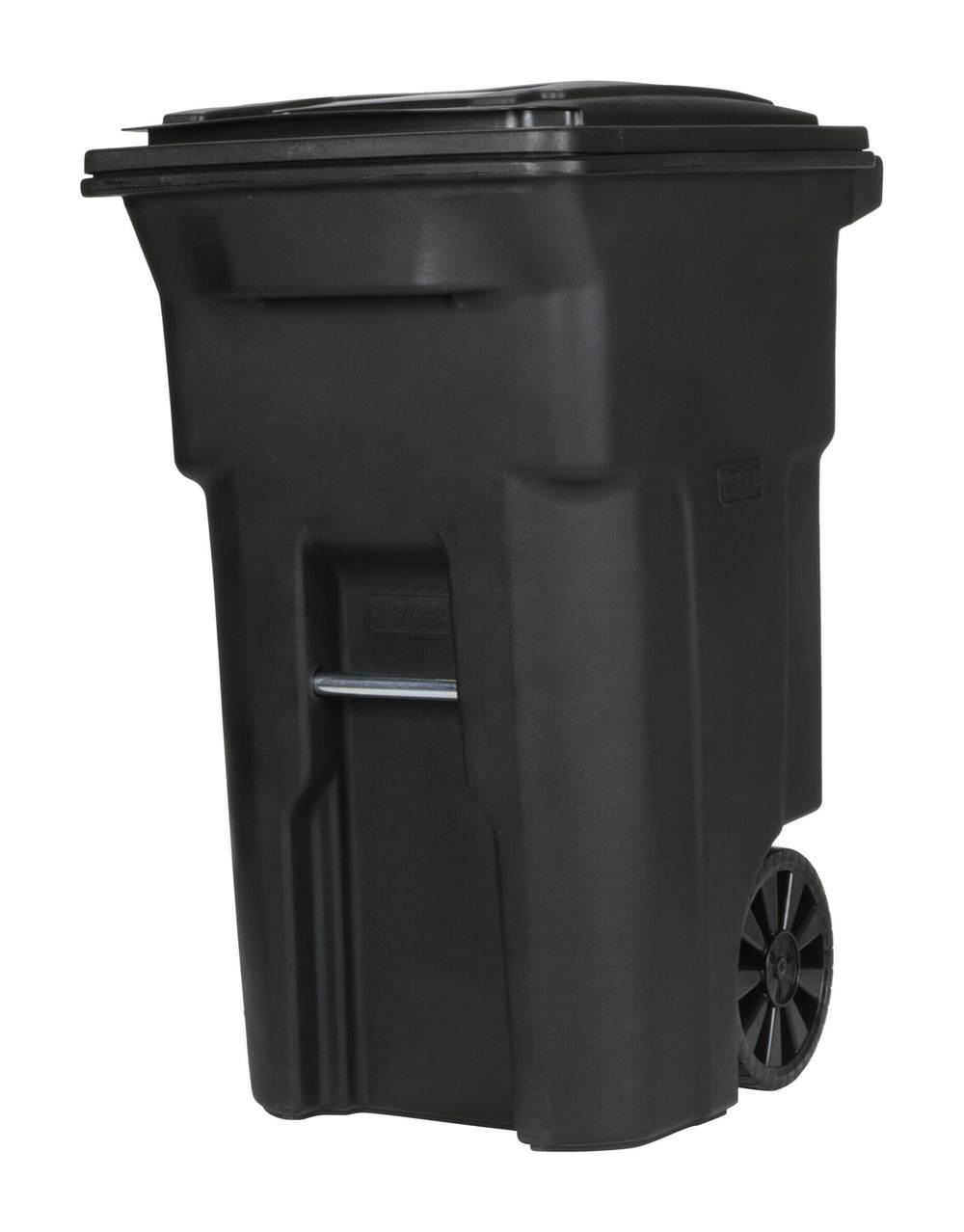 Toter Rolling Outdoor Trash Can With Wheels & Attached Lid 64 Gal, Black
