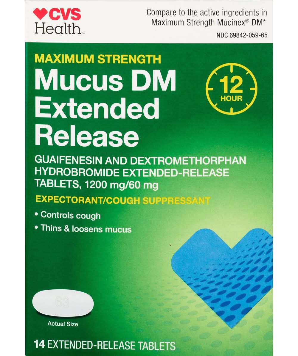 Cvs 12Hr Maximum Strength Mucus Dm Extended Release Tablets, 14 Ct