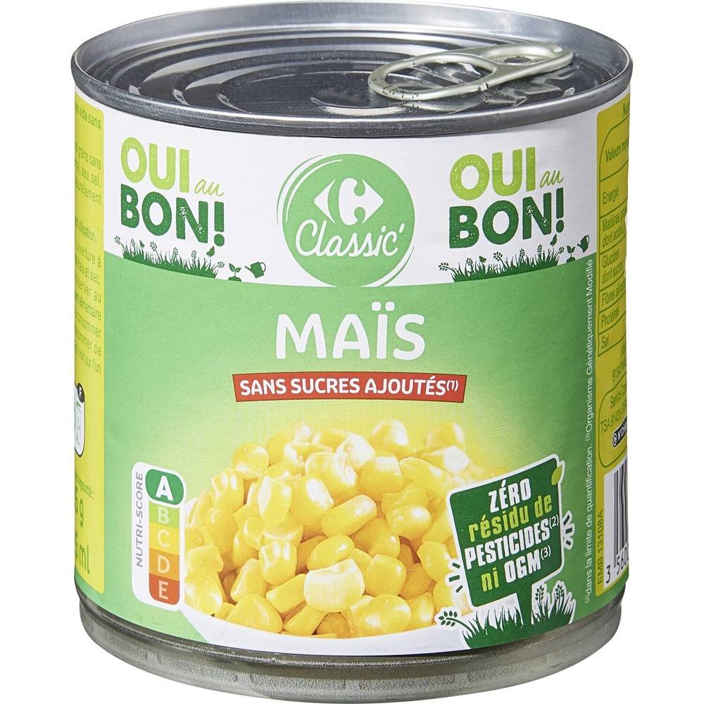 Maïs sans sucres ajoutés CARREFOUR CLASSIC' - la boite de 285g net égoutté