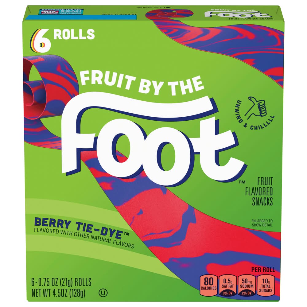 Fruit by the Foot Snack Rolls, Berry Tie Dye (6 x 0.75 oz)