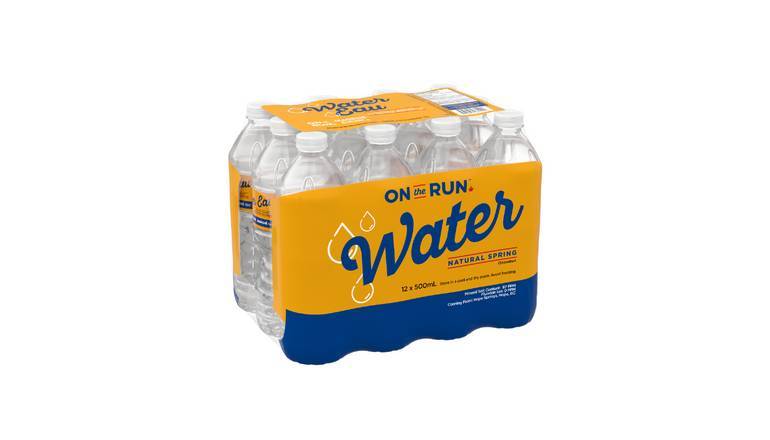 On The Run Natural Spring Water 12 Pack 12X500ml