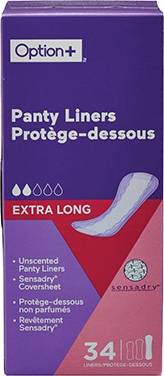 Option+ Extra Long Panty Liners (34 ct)