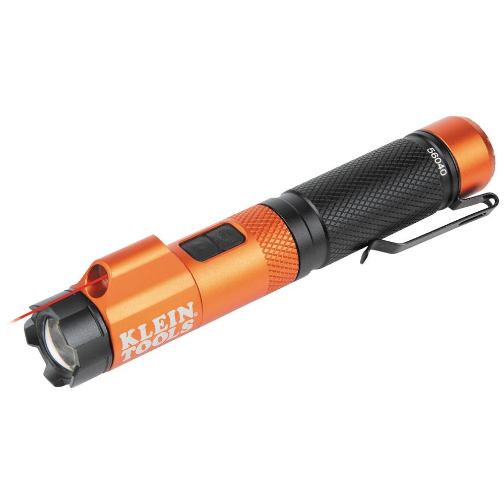 Klein Tools Rechargeable Focus Flashlight with Laser 350-Lumen 2 Modes LED Flashlight with Rechargeable with Batteries Included | 56040