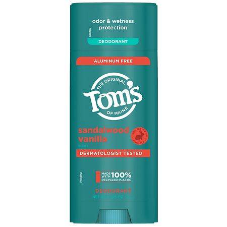 Tom's of Maine Natural Deodorant for Men and Women, Aluminum Free Sandalwood Vanilla - 3.25 Oz