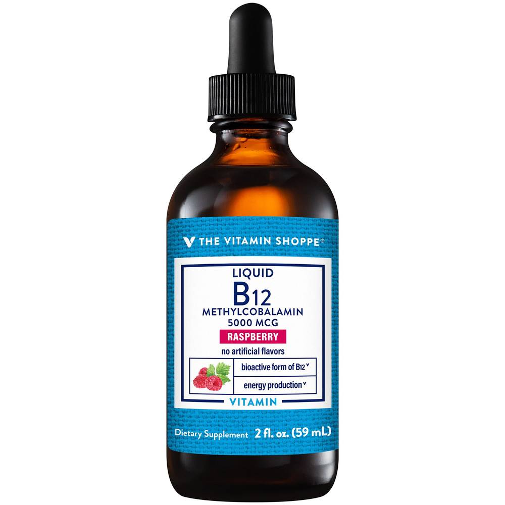 The Vitamin Shoppe Liquid B12 Methylcobalamin 5000 Mcg Supplement ( raspberry)
