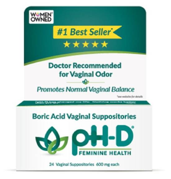 Ph-D Feminine Health Boric Acid Suppositories 600 mg (24 units)