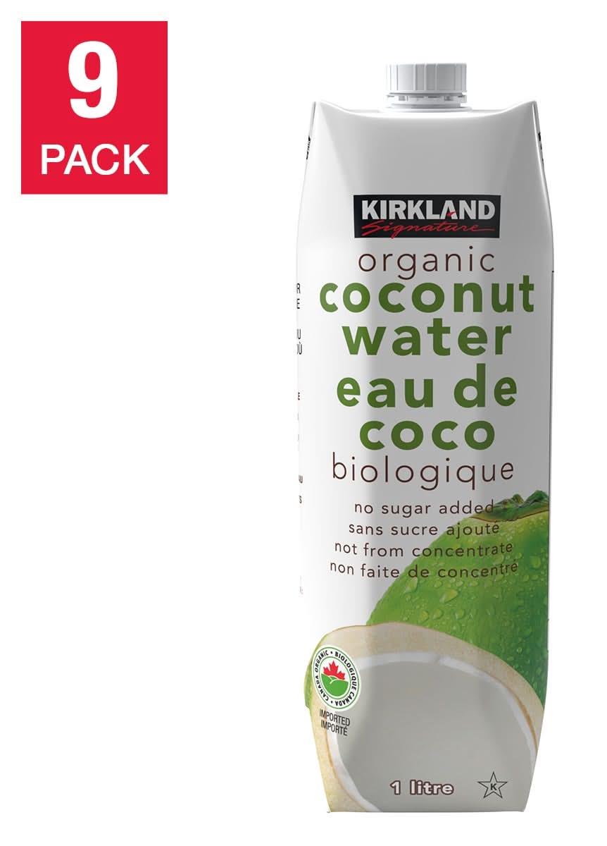 Kirkland Signature Eau De Coco Biologique Sans Sucre, 9 X 1 L / Kirkland Signature Sugar Free Organic Coconut Water, 9 X 1 L