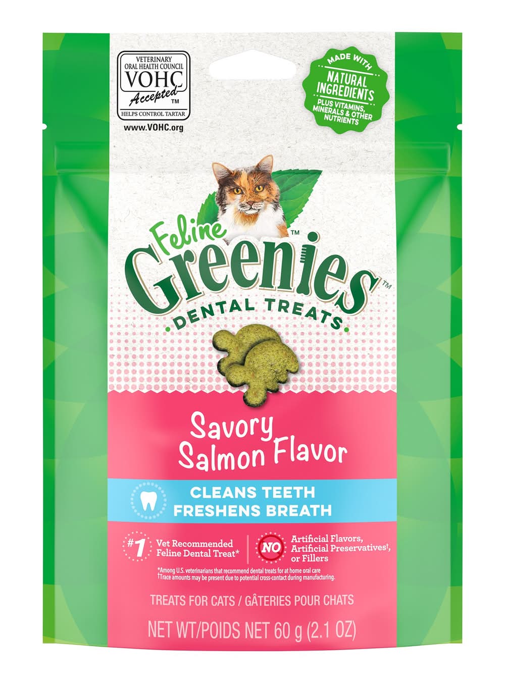 Greenies™ Feline Greenies Adult Cat Dental Treats - Dental Care, Natural, Salmon (Flavor: Salmon, Size: 2.1 Oz)