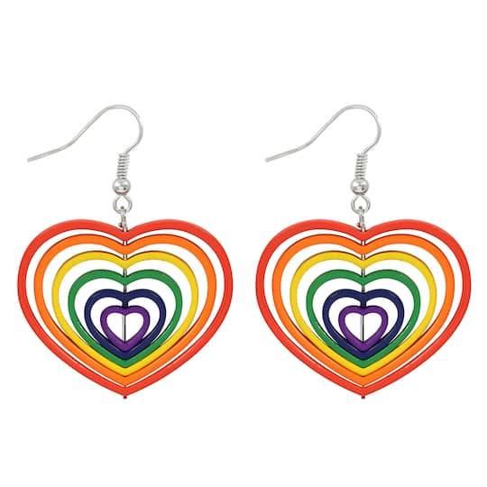 Pride Rainbow Heart Earrings By Celebrate It