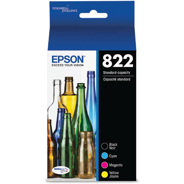 Epson 822 Durabrite Ultra Black and Cyan Magenta Yellow Ink Cartridges (4 ct)