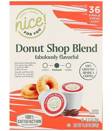 Nice! For You Donut Shop Blend Coffee Single Serve Cups (324 g, 36 ct)