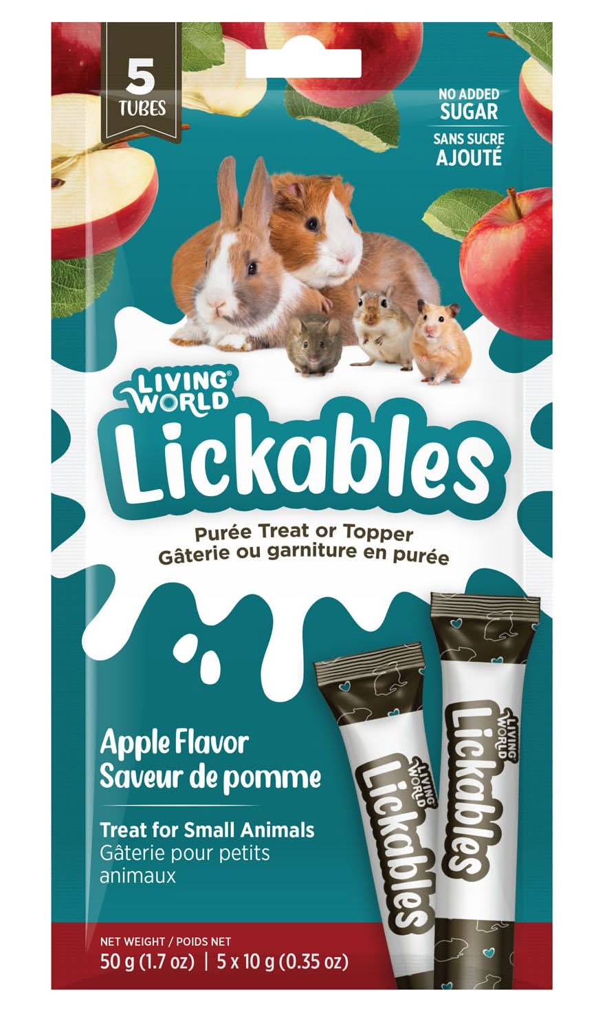 Living World Lickables Apple Flavour Small Animal Treats, 5 pack