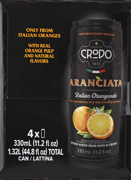 Fonti Di Crodo Aranciata Italian Orangeade Sparkling Beverage (4 ct, 11.2 fl oz)