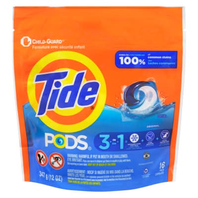 Tide 3 In 1 Pods Laundry Detergent Pacs Capsules (368 g, 16 ct)
